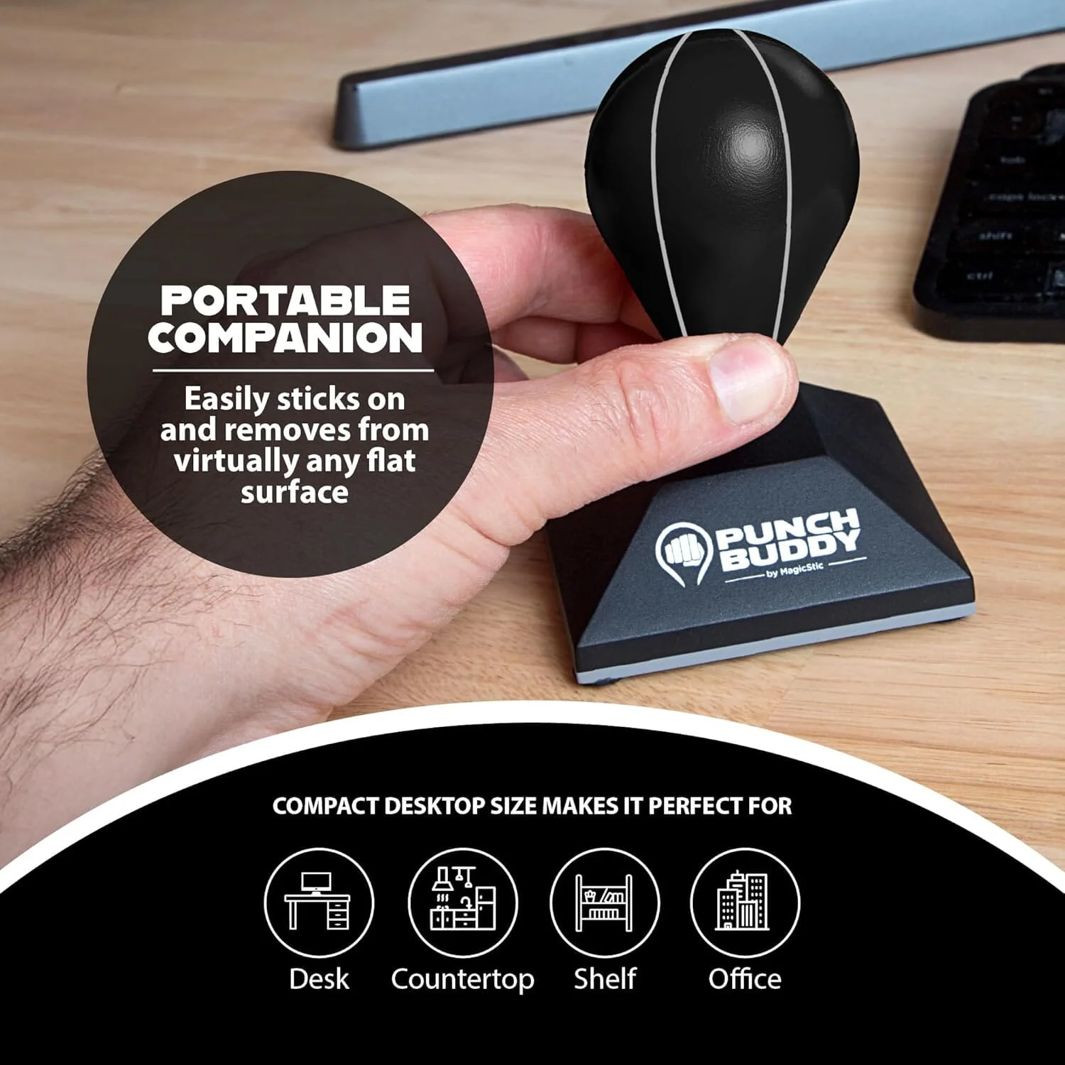 Punch Buddy Mini Desktop Punching Bag - Desk Fidget Toy for Stress Relief, Focus & Fun - Patented Suction Cup Base - Image 6