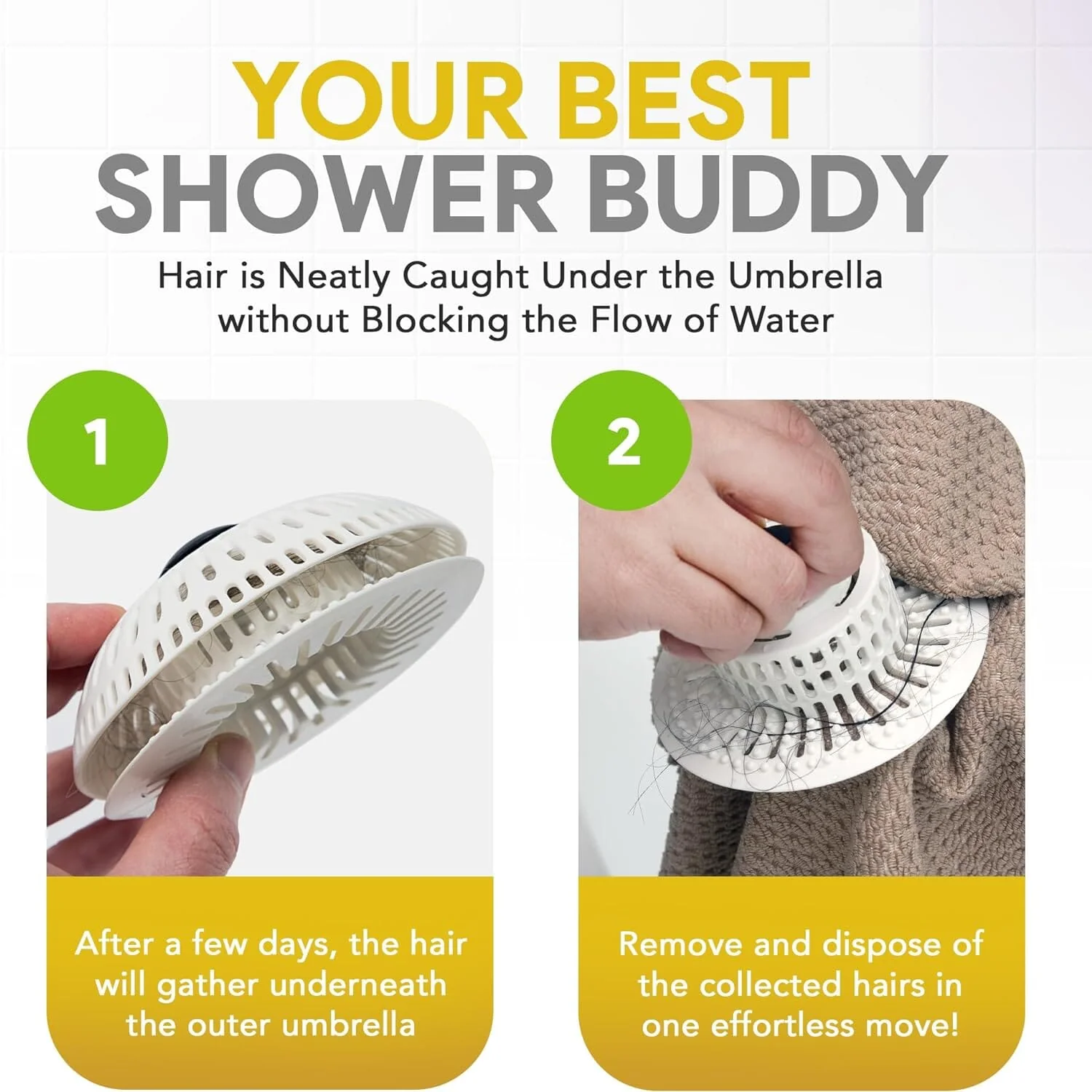 ShowerShroom Stealth Shower Hair Drain Catcher - Hair Stopper for Shower Drain, Bathtub, and Bathroom Sink - Image 3