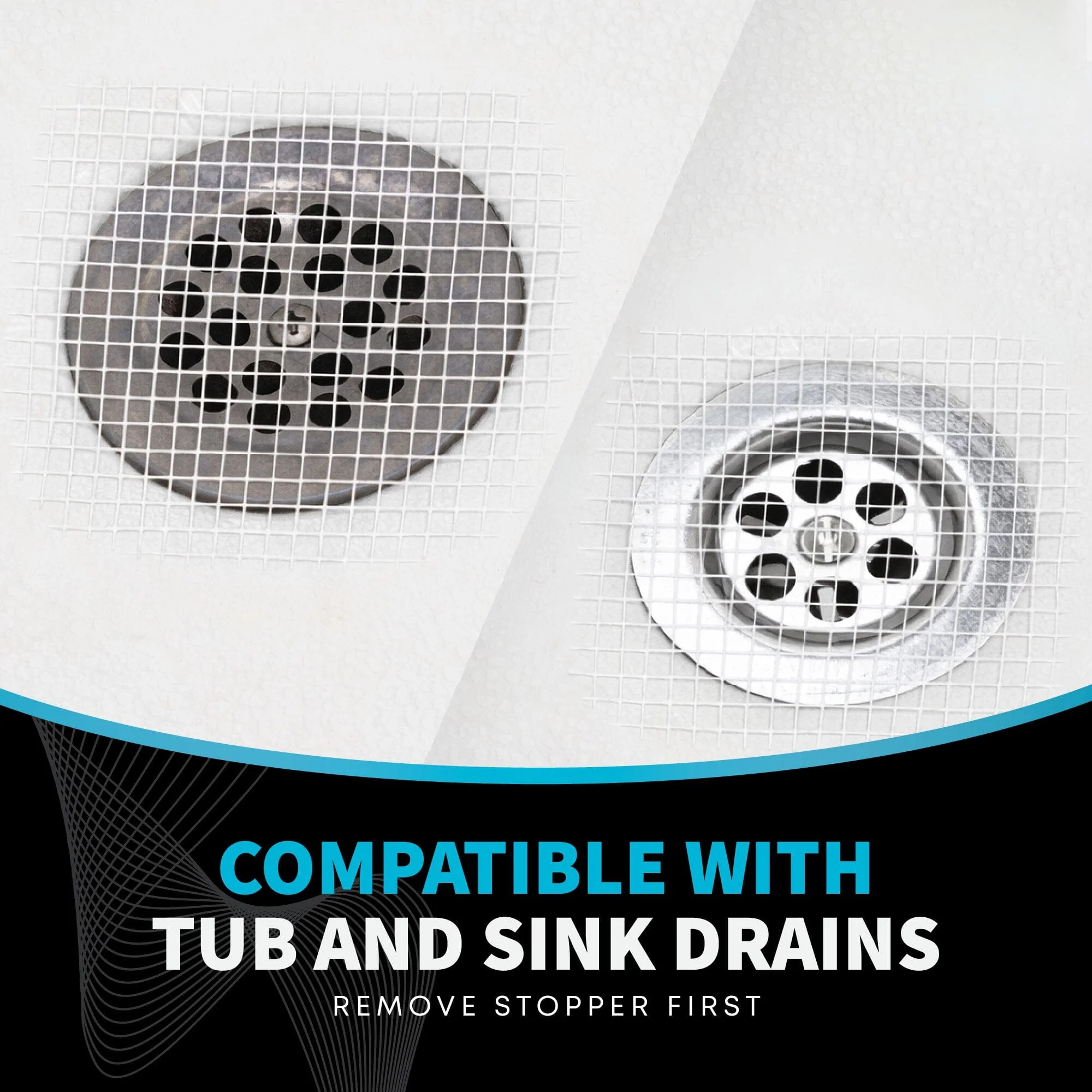 TubShroom 26 Pack Square Disposable Drain Cover - Hair Catcher Mesh Sticker Strainers for Shower Bathtub and Bathroom - Hair Catcher Sticker Drain Protector - Half Year Supply - Image 5